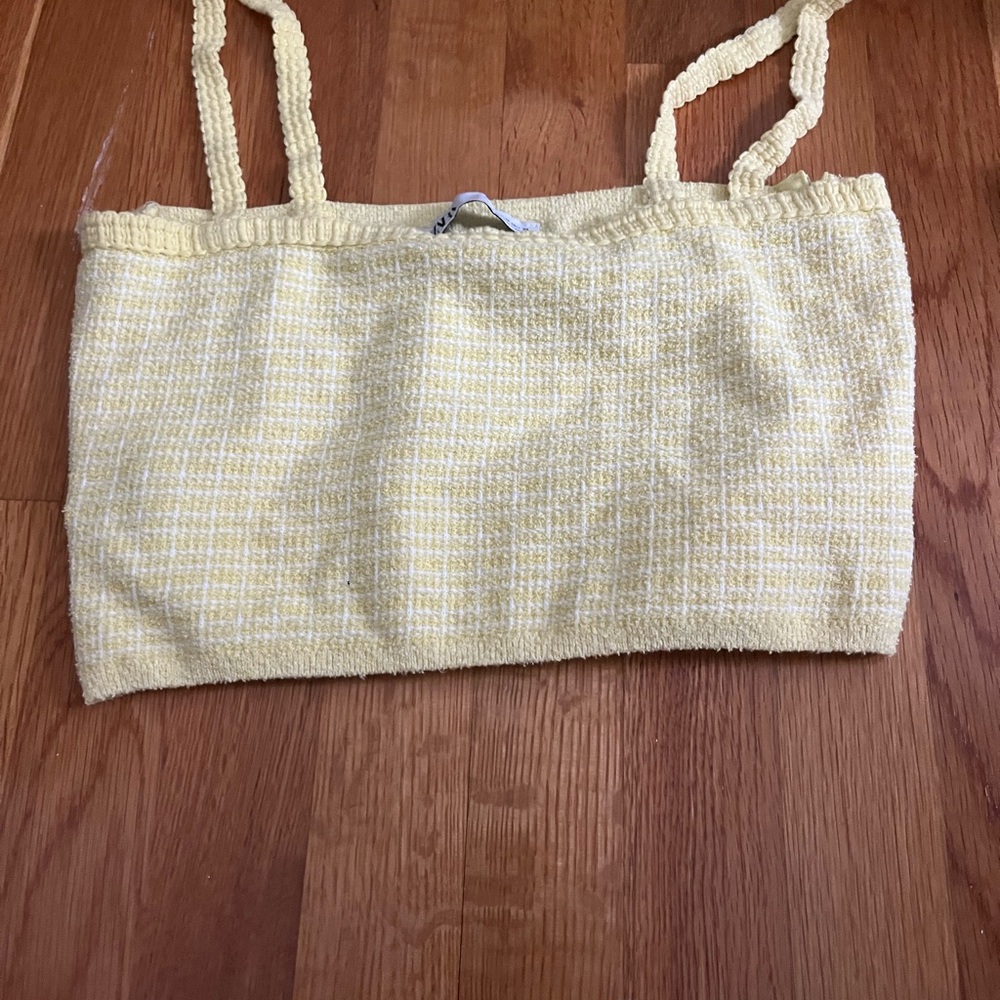 Yellow Textured Crop Top